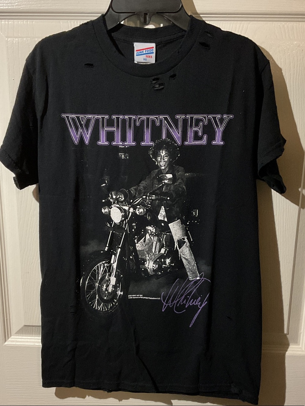 Junk Food Clothing Black Whitney Motorcycle Graphic Tee with Purple Print